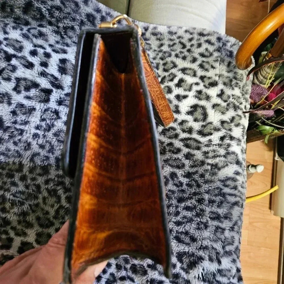 Vintage Rare Venezuelan Leather Animal Pattern Gold  Hardware Shoulder Bag - Picture 12 of 16